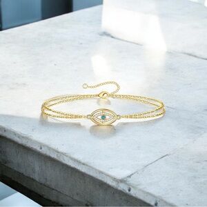 Elegant 18K PVD Gold Plated Evil Eye Bracelet - Waterproof
